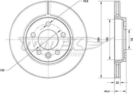 Гальмiвнi диски VW T5 03- TOMEX 7107 (фото 1)