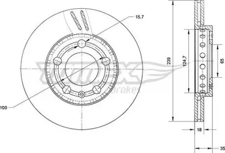 Тормозной диск Skoda Octavia/Fabia/VW Polo 99- TOMEX 7109