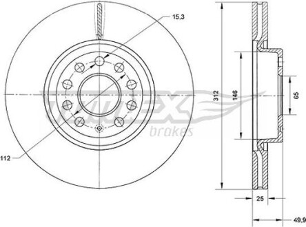 Гальмiвнi диски Audi A3/Q3/Skoda Octavia/SuperB/VW Caddy/Golf/Passat 04- TOMEX 7112