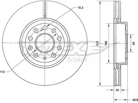 Гальмiвний диск Audi A3/Q3/Skoda Octavia/SuperB/VW Caddy/Golf/Passat 04- TOMEX 7112