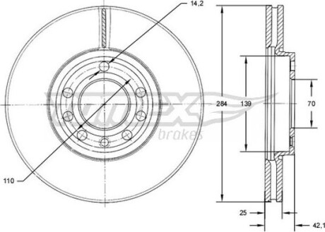 Гальмiвнi диски Opel Vectra C/Signum 02-09/Fiat Croma 05- TOMEX 7130