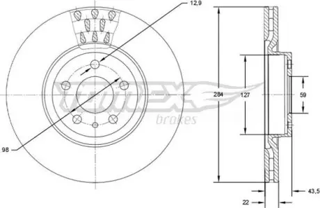 Гальмiвний диск Alfa Romeo 97-10/Fiat Doblo 10- TOMEX 7139