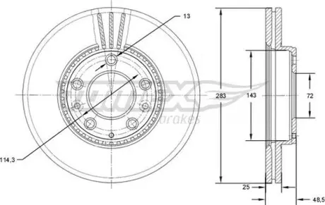 Тормозной диск Mazda 6 02-08 TOMEX 7141