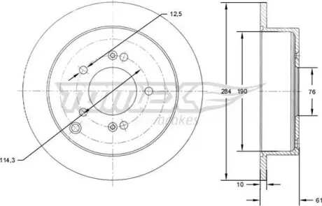 Тормозной диск Hyundai Santa FE/Tucson/Kia Sportage 04- TOMEX 7149