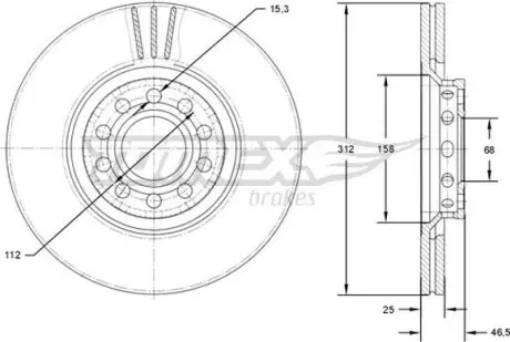 Гальмiвний диск Audi A4/A6/VW Passat 00-09 TOMEX 7197