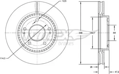 Гальмiвний диск Hyundai I30 II 11-/Kia Cee\'D/ Cerato III 13- TOMEX 7247