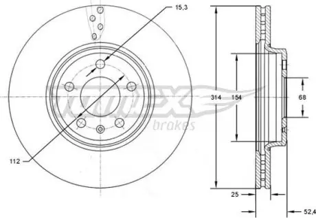 Гальмiвний диск Audi A4/A5 07- TOMEX 7248