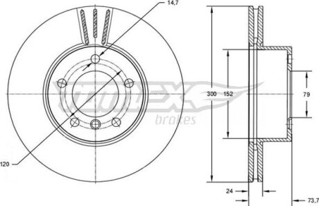 Гальмiвнi диски BMW 3 (E90-93) 04-13 TOMEX 7254 (фото 1)