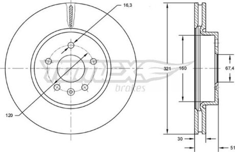 Гальмiвнi диски Opel Insignia A 08- TOMEX 7255