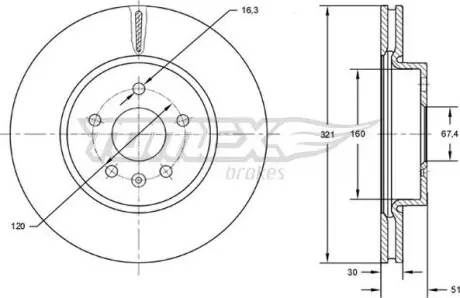 Тормозной диск Opel Insignia A 08- TOMEX 7255