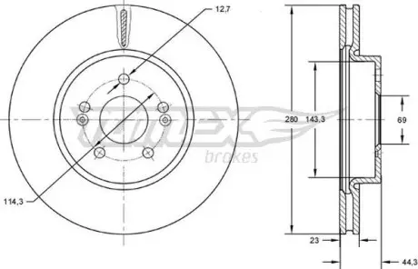 Гальмiвний диск Hyundai Elantra/I30 II 11-/Kia Cee\'D/ Cerato III 13- TOMEX 7267