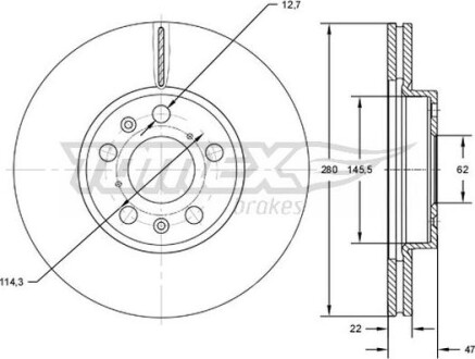 Гальмiвнi диски Fiat Sedici/Suzuki SX4 06- TOMEX 7273 (фото 1)