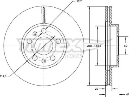 Гальмiвний диск Fiat Sedici/Suzuki SX4 06- TOMEX 7273