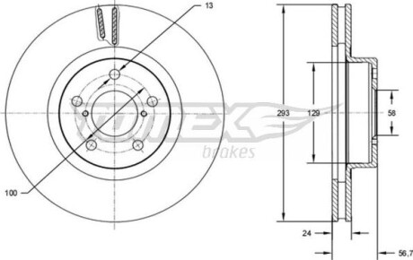 Гальмiвнi диски Subaru Forester 03-/Impreza 94-/Outback00- TOMEX 7274