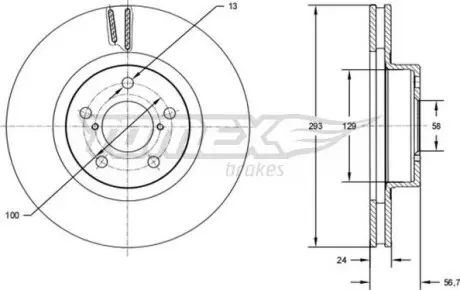 Гальмiвний диск Subaru Forester 03-/Impreza 94-/Outback00- TOMEX 7274