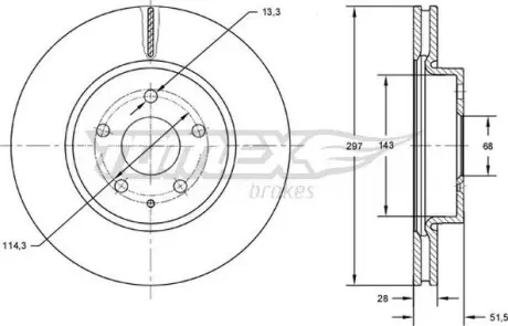 Гальмiвний диск Mazda 6 13-/CX-5 12-17 TOMEX 7277