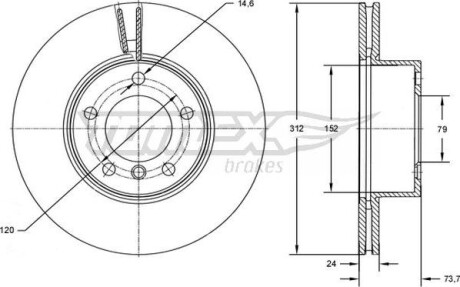 Гальмiвнi диски BMW 3 (E90/E91) 04-12/3 (F30) 11- TOMEX 7278