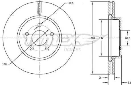 Тормозной диск Ford Mondeo IV 07-15 TOMEX 7280