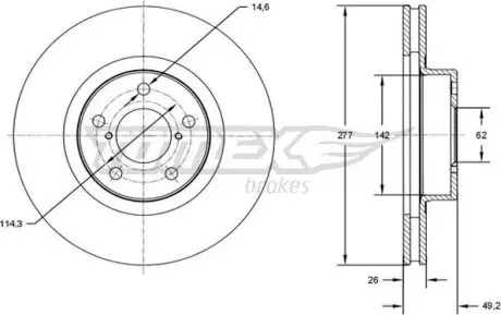 Тормозной диск Toyota Auris/Corolla 12- TOMEX 7283