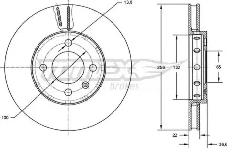 Гальмiвний диск Skoda Citigo 1.0 11-19/VW Up 1.0 12- TOMEX 7287
