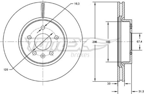 Гальмiвнi диски Opel Insignia A 08-17 TOMEX 7288