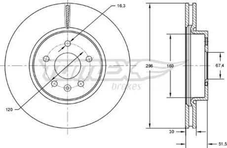 Гальмiвний диск Opel Insignia A 08-17 TOMEX 7288