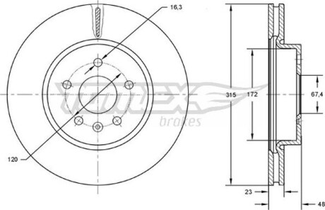 Гальмiвнi диски Opel Insignia A 08- TOMEX 7297