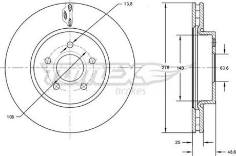 Гальмiвнi диски Ford C-Max/ Focus III 10- TOMEX 7302