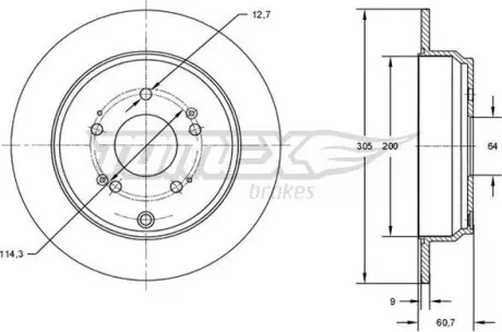 Гальмiвний диск Ford C-Max/ Focus III 10- TOMEX 7304