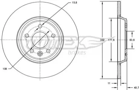 Тормозной диск Volvo S80/V60/V70 06- TOMEX 7308