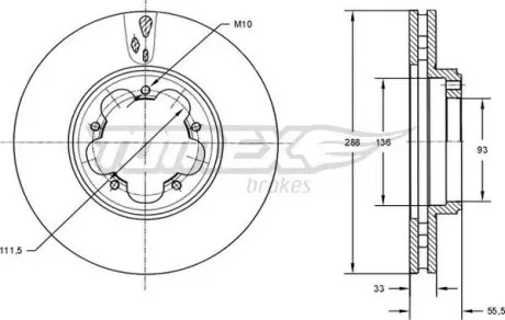 Тормозной диск Ford Transit 13- TOMEX 7311