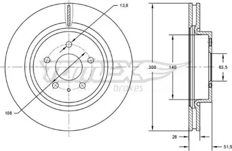 Тормозной диск Ford Mondeo V 13- TOMEX 7314