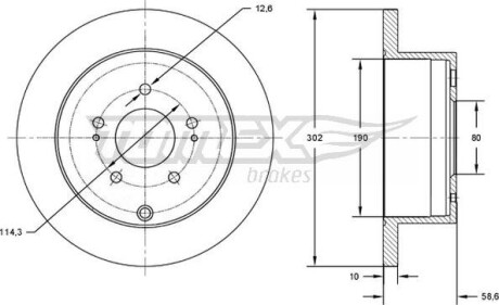 Гальмiвнi диски Mitsubishi Outlander/Citroen C-Crosser 06- TOMEX 7316