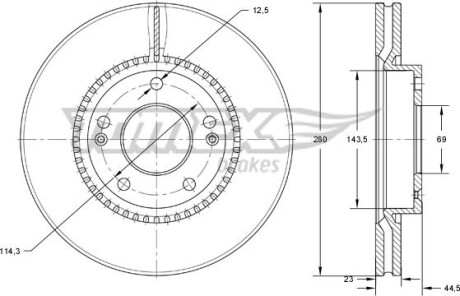 Гальмiвнi диски Hyundai Elantra/I30 II 11-/Kia Cee\'D/ Cerato III 13- TOMEX 7330 (фото 1)