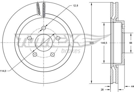 Гальмiвнi диски Nissan Juke 13-/Qashqai 07-13/Renault Koleos 08- TOMEX 7352