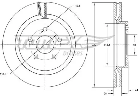 Тормозной диск Nissan Juke 13-/Qashqai 07-13/Renault Koleos 08- TOMEX 7352