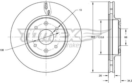 Гальмiвнi диски Citroen C4/Peugeot 208/308 1.0-2.0 04- TOMEX 7364