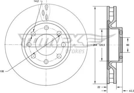 Тормозной диск Fiat Punto 12-/Opel Corsa 06- TOMEX 7376