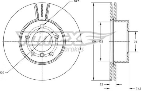 Гальмiвнi диски BMW 1 (F20)/3 (F30)/4 (F32) 11- TOMEX 7401 (фото 1)