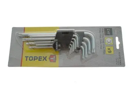 Ключі шестигранні Torx T10-T50, набір 9 шт.*1 уп. TOPEX 35D961