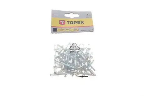 Алюминиевые заклепки 4.8 мм x 10 мм, 50 шт.*1 уп. TOPEX 43E502