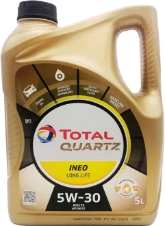 Олива моторна 5W-30 5L QUARTZ INEO LL =213819 BMW LL-04, MB 229.51, VW 504.00/507.00 TOTAL 233961