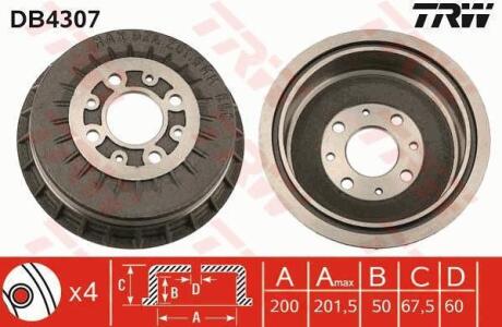Гальмiвнi барабани TRW DB4307