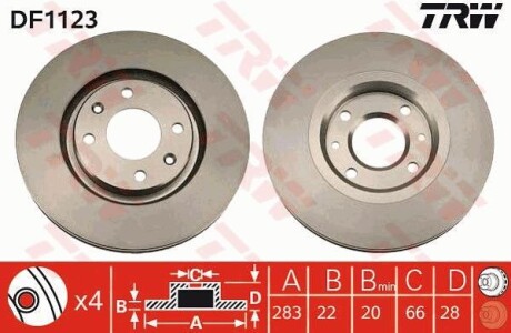 Гальмiвнi диски TRW DF1123 (фото 1)