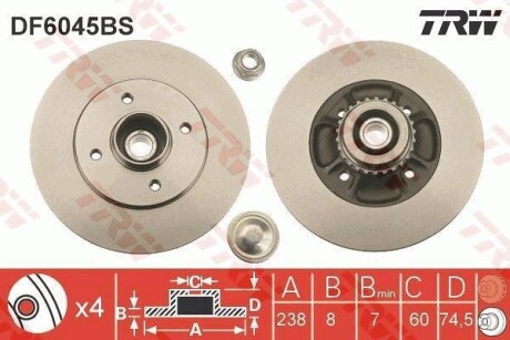 Гальмiвнi диски з пiдшипником TRW DF6045BS