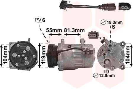 Компресор кондиціонера Van Wezel 0300K003