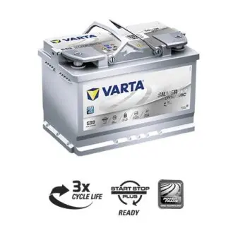 SILVER DYNAMIC AGM 70Ah, EN 760, правий "+" 278x175x190 (ДхШхВ) START-STOP | 6СТ-70 АзЕ VARTA 570901076