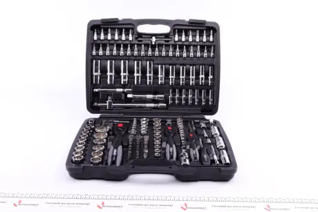 Haбир инcтpументов комбинированный 1/2", 1/4", 3/8" (головки, головки со вставкой, биты) 172 ед. (хромированные) VIGOR V2461