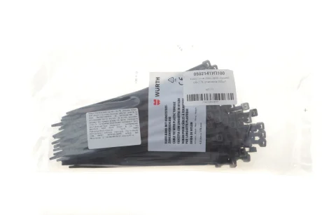 Хомут пластиковый черный 4,8x178, упаковка 100шт. WURTH 0502141УП100