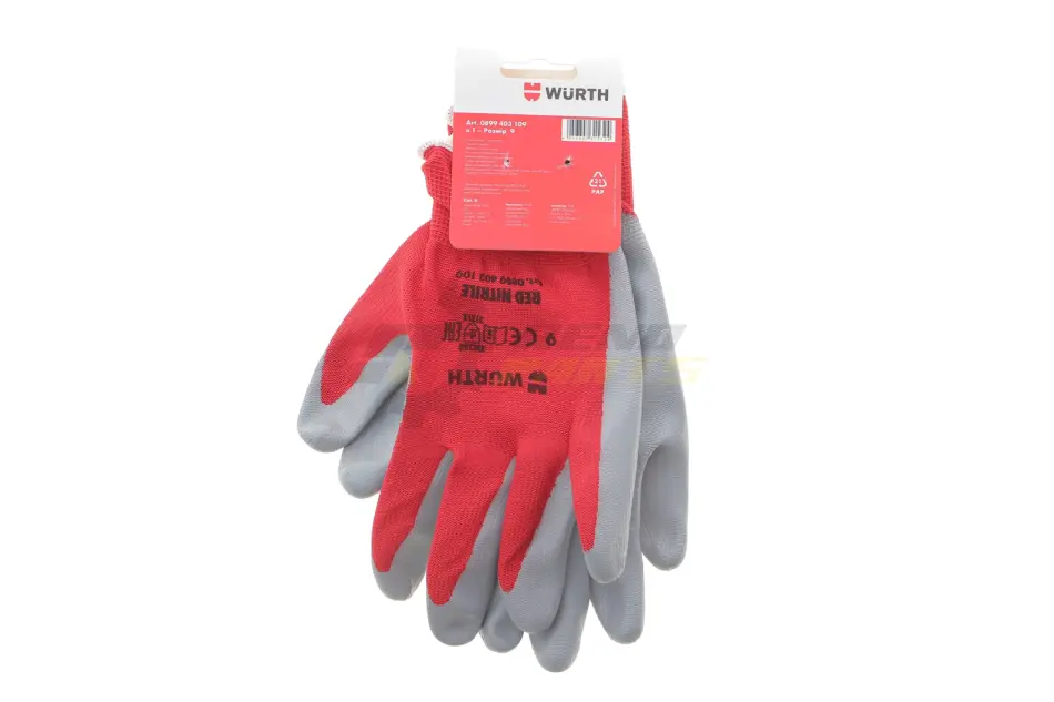 Перчатки защитные RED NITRILE, размер 9 WURTH 0899403109 (фото 1)